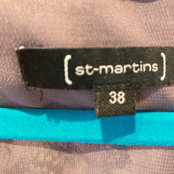 St. Martins silk print dress with sheer sleeves.  Size 6 - Picture 6 of 6